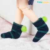 Stripes-with Pom-poms 1/12 BJD Figure Socks Accessories