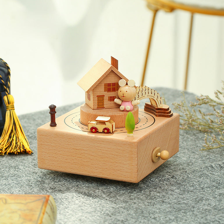 Solid Wood Fine Rotating Music Box - KIKAGoods