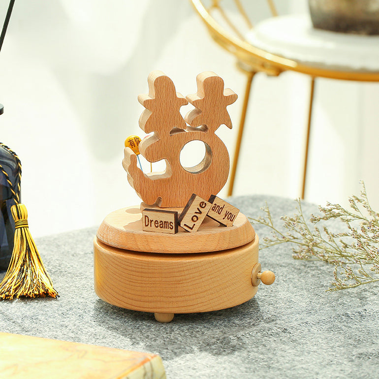 Solid Wood Fine Rotating Music Box - KIKAGoods